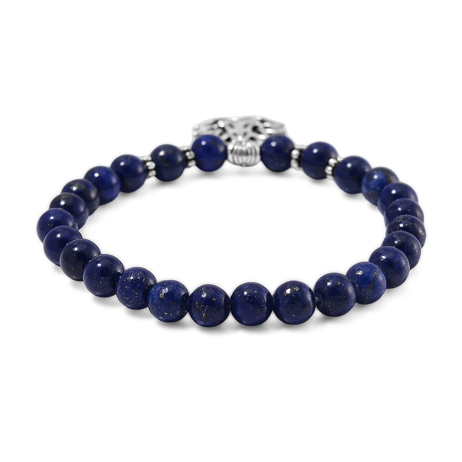 Set of 4 Multi Gemstone 312.00 ctw Beaded Bracelet with Tree of Life and Rose Charm in Silvertone (6.5-7In)