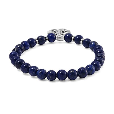 Set of 4 Multi Gemstone 312.00 ctw Beaded Bracelet with Tree of Life and Rose Charm in Silvertone (6.5-7In)