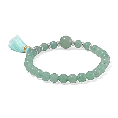 Set of 4 Multi Gemstone 312.00 ctw Beaded Bracelet with Tree of Life and Rose Charm in Silvertone (6.5-7In)
