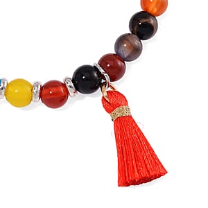 Doorbuster Set of 4 Multi Gemstone 325.00 ctw Bracelet with Heart and Wing Charm in Silvertone (6.5-7In)