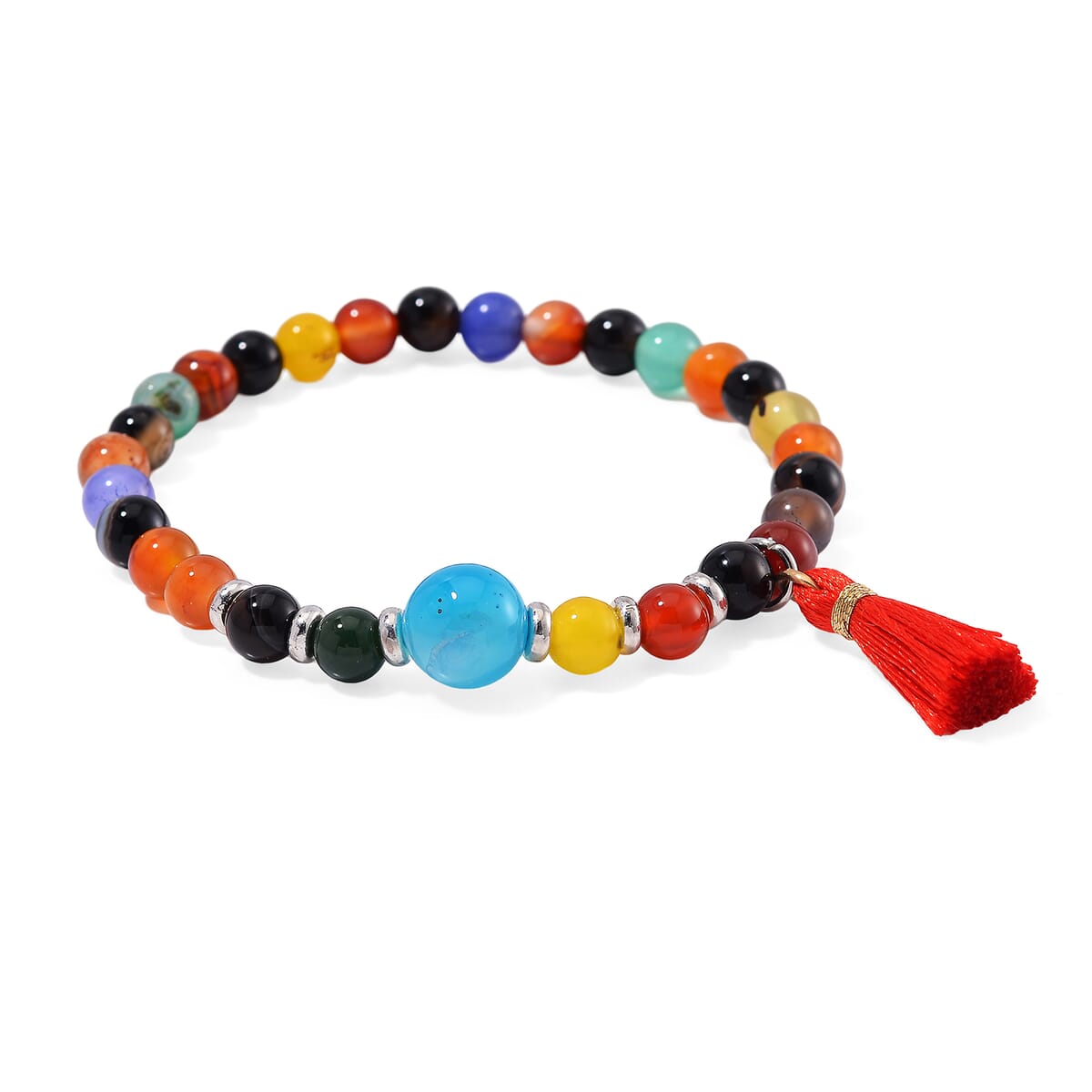 Set of 4 - Multi Gemstone 325.00 ctw Bracelet in Silvertone (6.5-7In)  image number 12