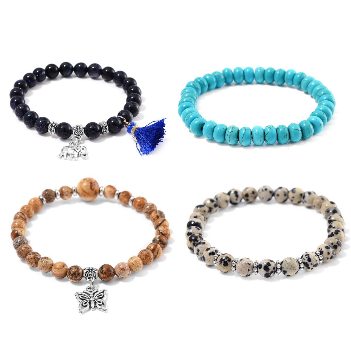 Set of 4 - Multi Gemstone 275.00 ctw Bracelet in Silvertone (6.5-7In)  image number 3