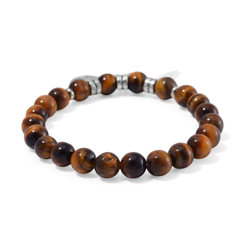 Set of 4 Multi Gemstone 245.00 ctw Beaded Bracelet with Heart, Wing and Elephant Charm in Silvertone (6.5-7In)
