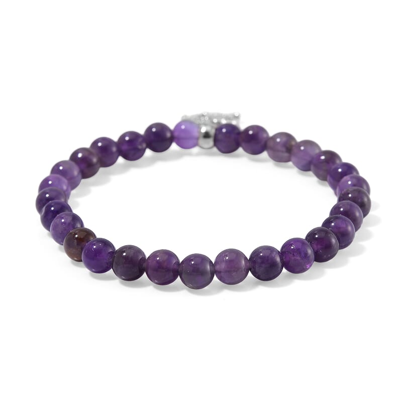 Set of 4 Multi Gemstone 245.00 ctw Beaded Bracelet with Heart, Wing and Elephant Charm in Silvertone (6.5-7In)