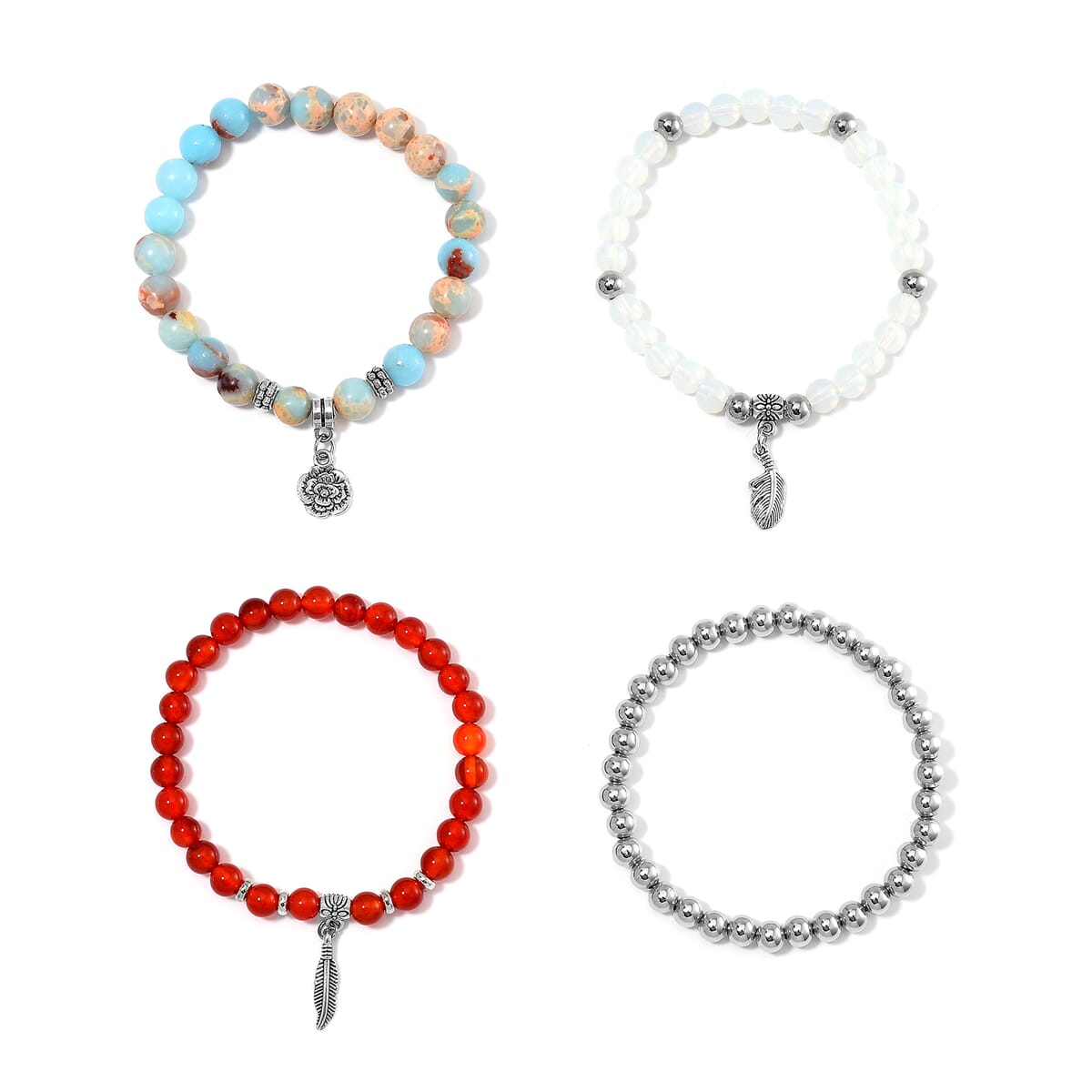 Set of 4 - Multi Gemstone 165.00 ctw Bracelet in Silvertone (6.5-7In)  image number 2