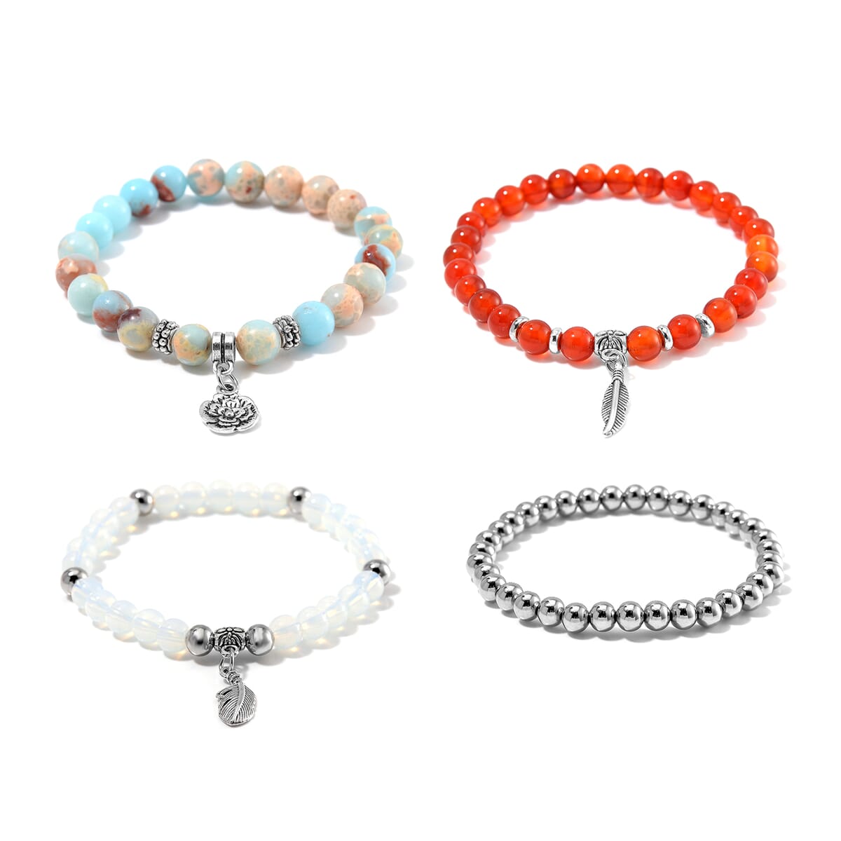 Set of 4 - Multi Gemstone 165.00 ctw Bracelet in Silvertone (6.5-7In)  image number 3