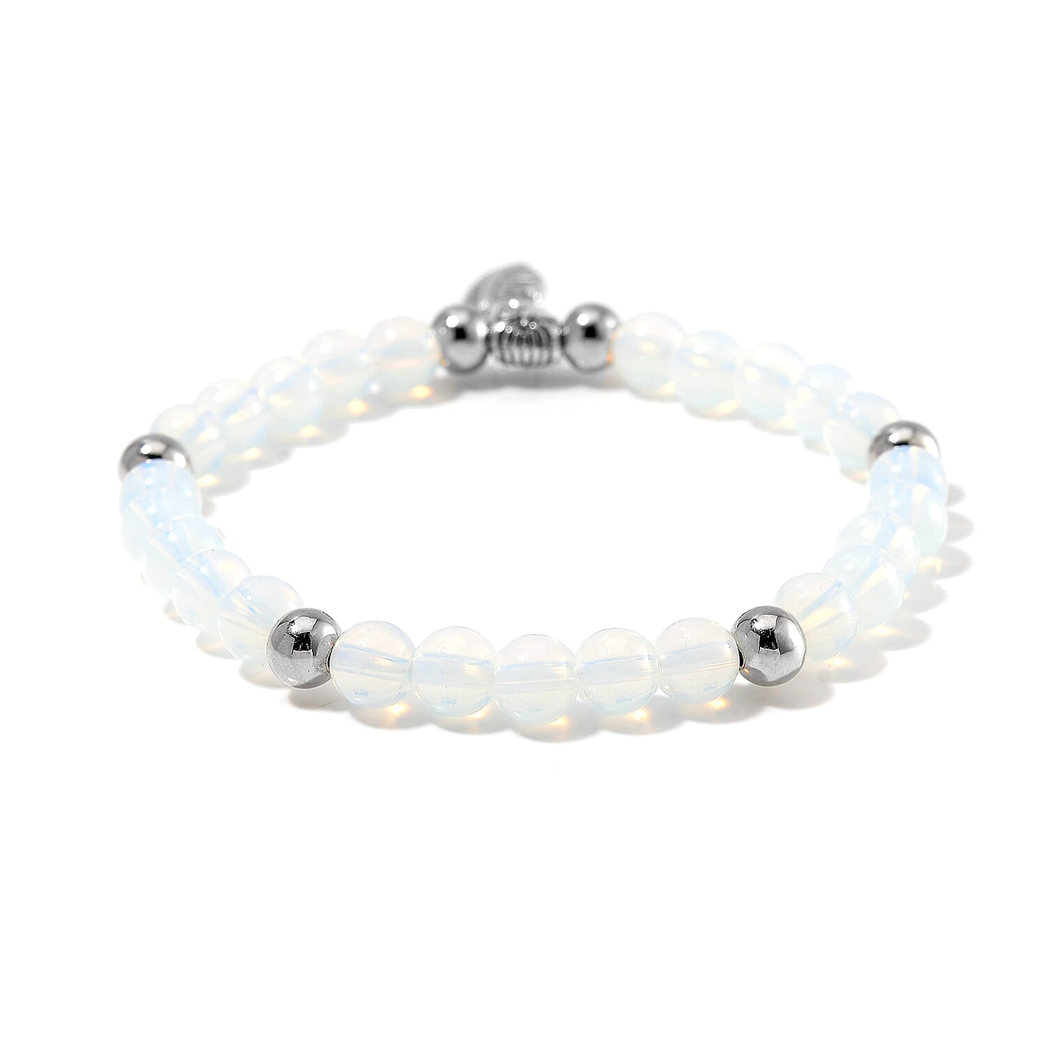  Set of 4 Multi Gemstone 165.00 ctw Bracelet with Flower and Feather Charm in Silvertone (6.5-7In)