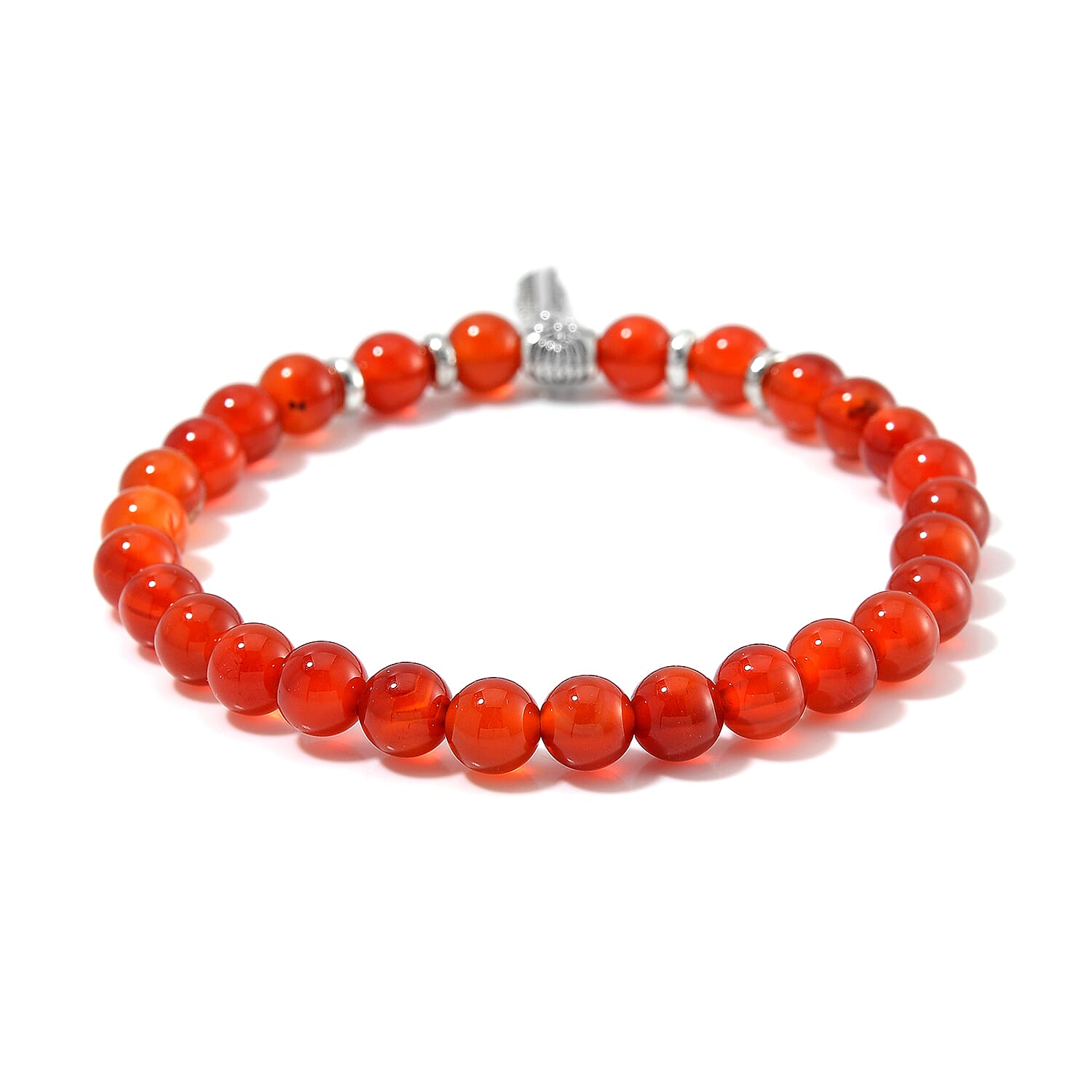  Set of 4 Multi Gemstone 165.00 ctw Bracelet with Flower and Feather Charm in Silvertone (6.5-7In)