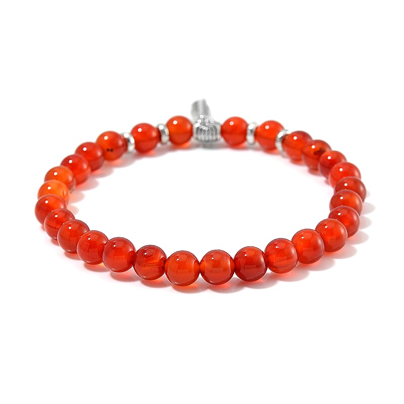 Set of 4 Multi Gemstone 165.00 ctw Beaded Bracelet with Flower and Feather Charm in Silvertone (6.5-7In)