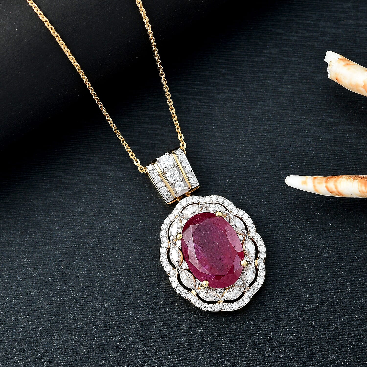 BIG HAND silver925×k18×coral×Ruby 3.15 Ct Created Red Ruby 18