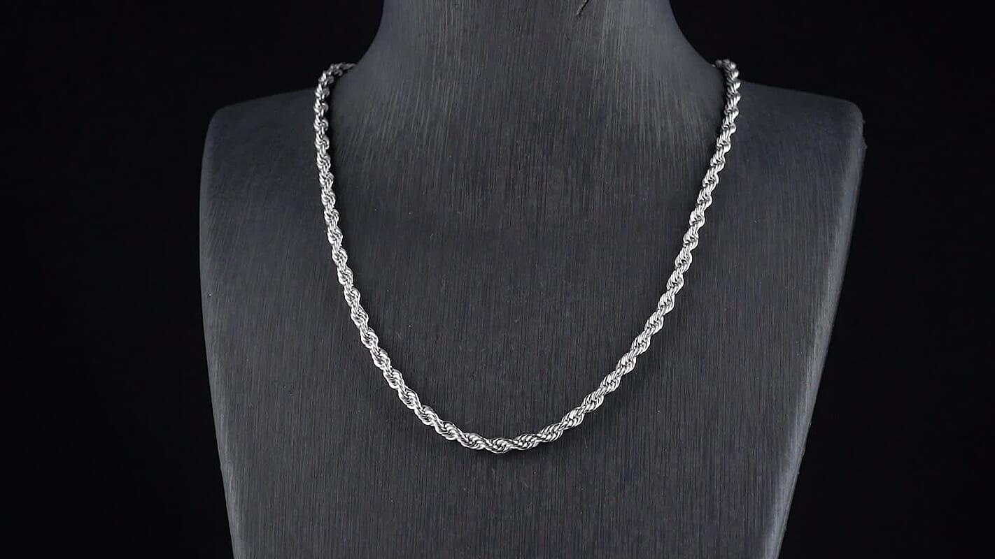 Rope Chain Bracelet (8-10In) and Necklace (24 Inches) in Stainless Steel