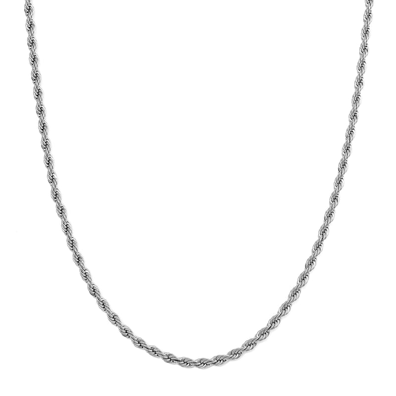 Rope Chain Bracelet (8-10In) and Necklace (24 Inches) in Stainless Steel