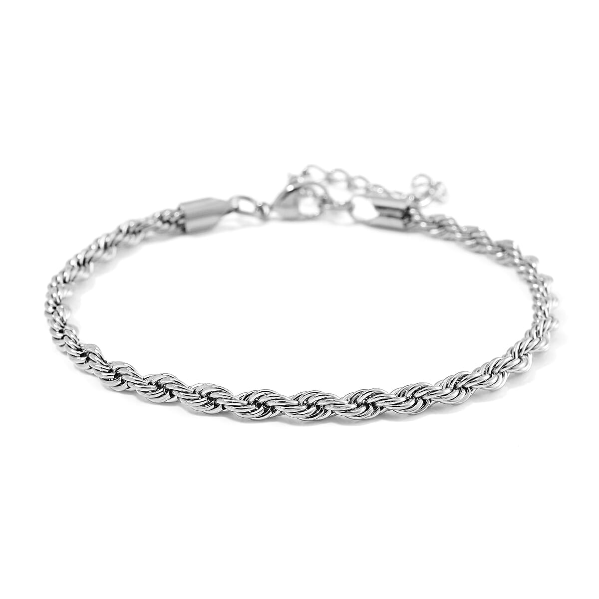 Rope Chain Bracelet (8-10In) and Necklace (24 Inches) in Stainless Steel image number 5