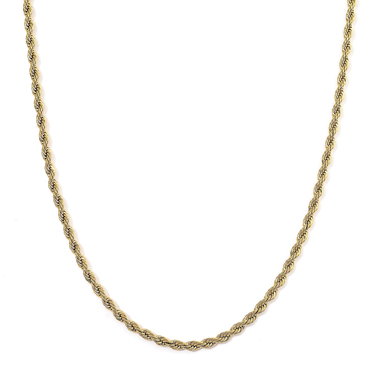 Rope Chain Bracelet (8-10In) and Necklace (24 Inches) in ION Plated YG Stainless Steel image number 2