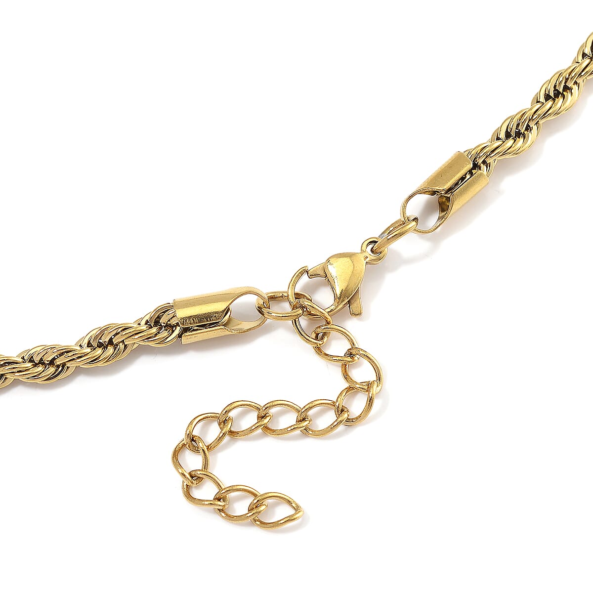 Rope Chain Bracelet (8-10In) and Necklace (24 Inches) in ION Plated YG Stainless Steel image number 4