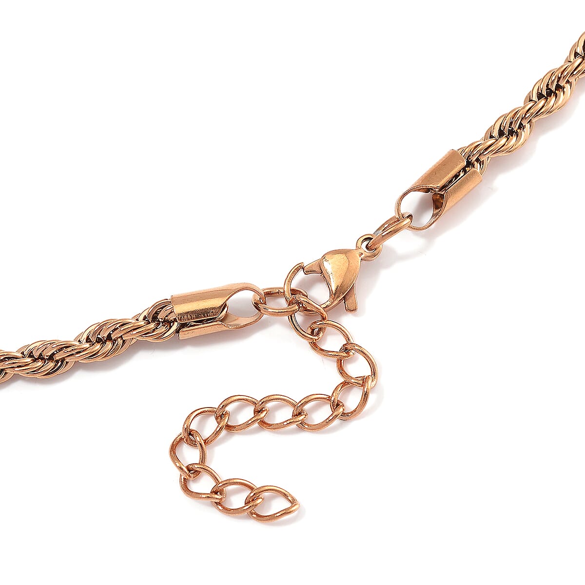 Rope Chain Bracelet (8-10In) and Necklace (24 Inches) in ION Plated RG Stainless Steel image number 4