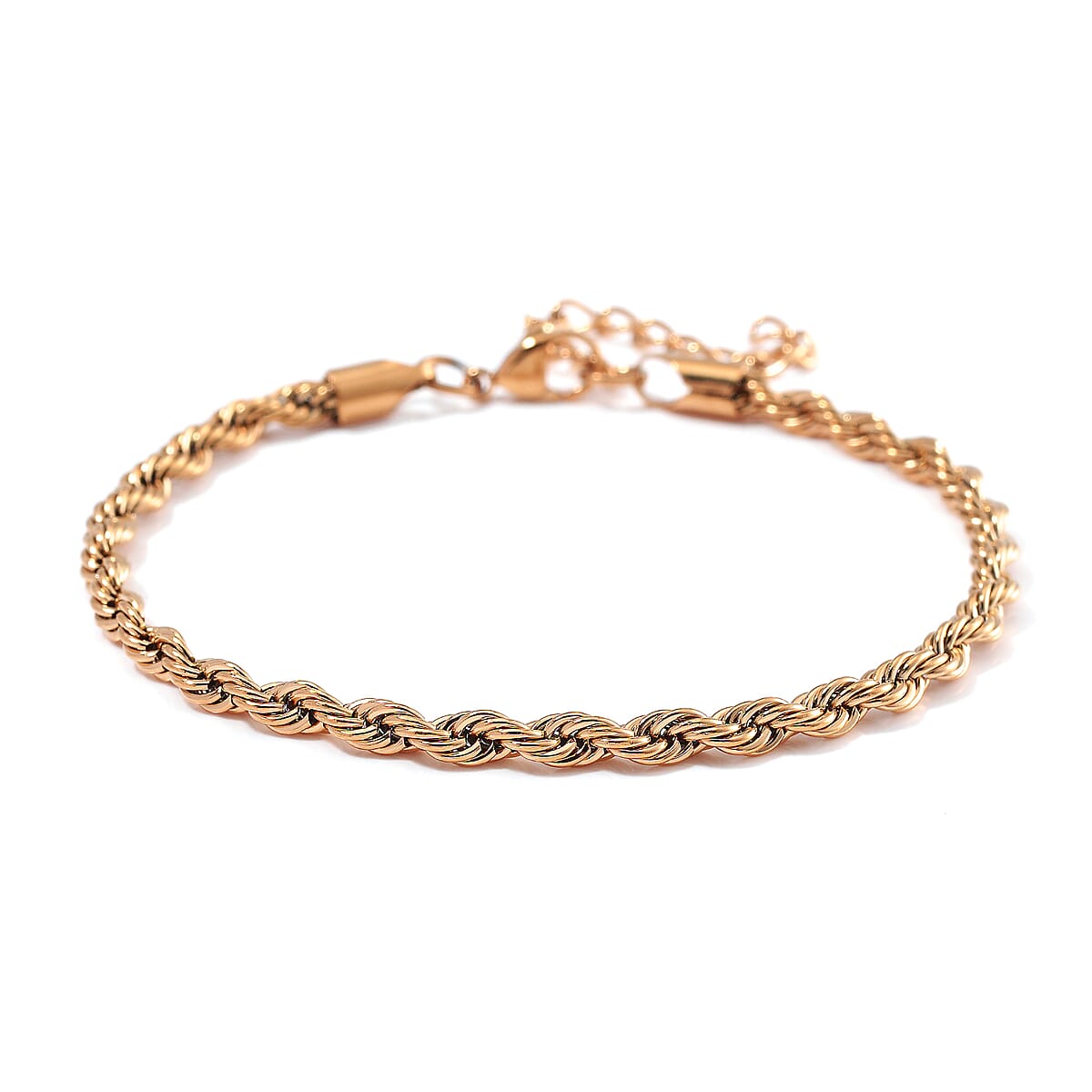 Rope Chain Bracelet (8-10In) and Necklace (24 Inches) in ION Plated RG Stainless Steel image number 5