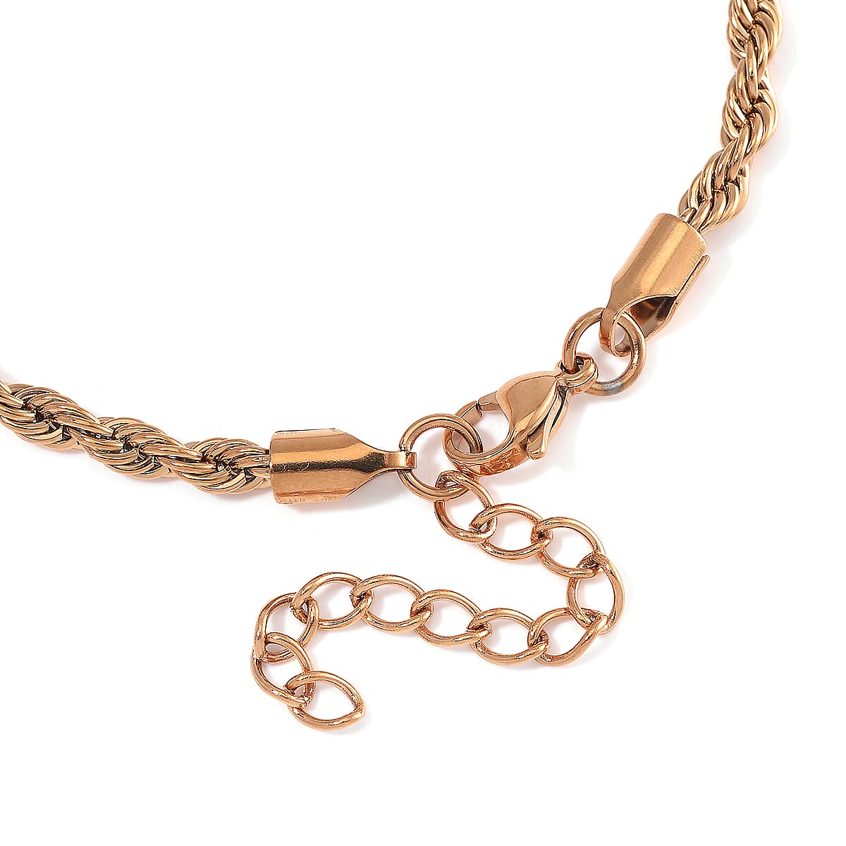 Rope Chain Bracelet (8-10In) and Necklace (24 Inches) in ION Plated RG Stainless Steel image number 7