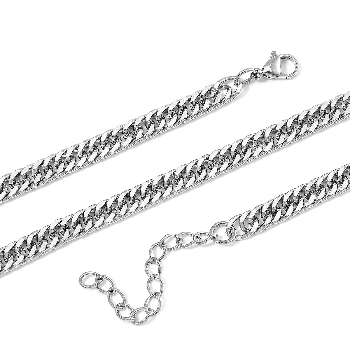 Curb Chain Bracelet (8-10In) and Necklace 24 Inches in Stainless Steel image number 3