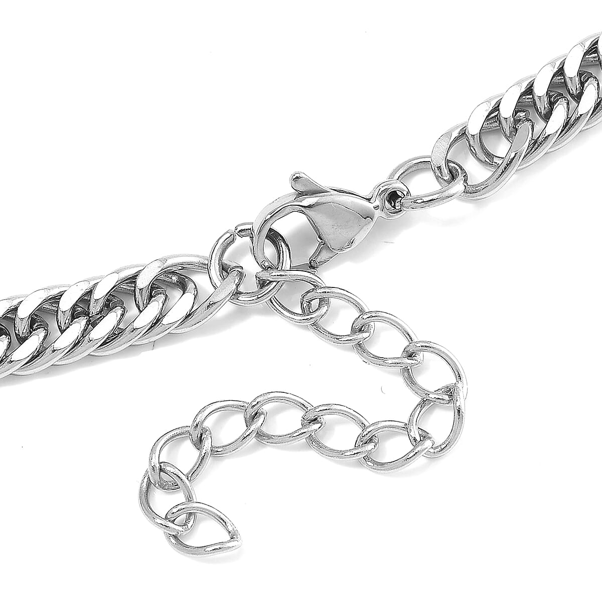 Curb Chain Bracelet (8-10In) and Necklace 24 Inches in Stainless Steel image number 4