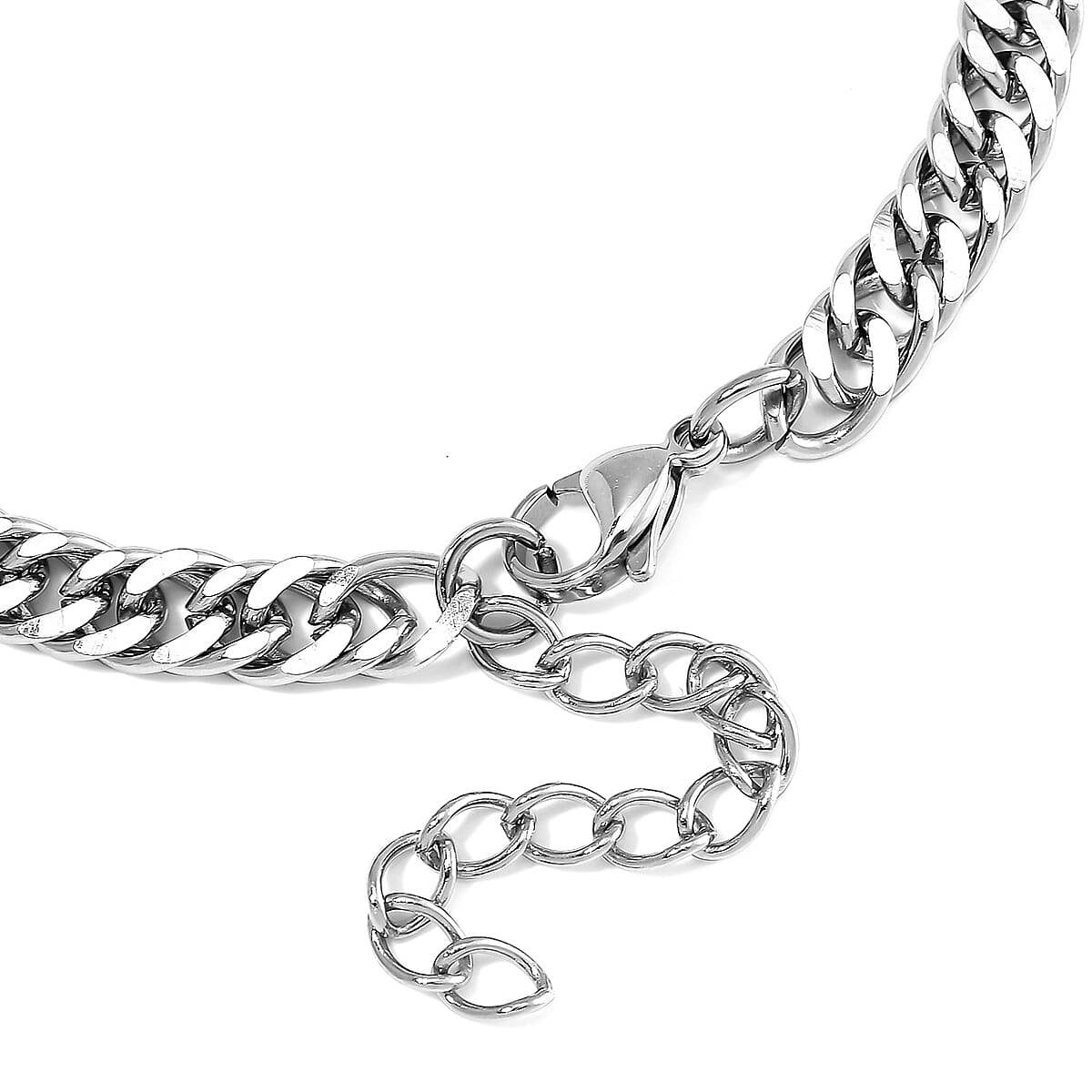 Curb Chain Bracelet (8-10In) and Necklace 24 Inches in Stainless Steel image number 7