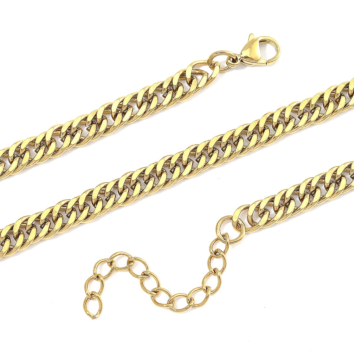 Curb Chain Bracelet (8-10In) and Necklace (24 Inches) in ION Plated YG Stainless Steel image number 3