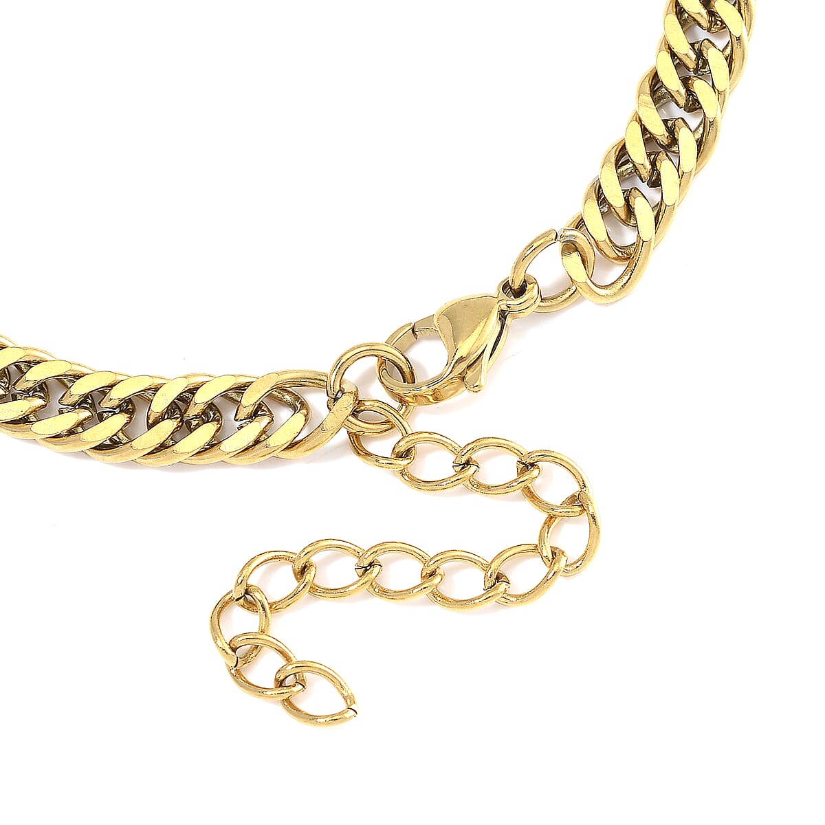 Curb Chain Bracelet (8-10In) and Necklace (24 Inches) in ION Plated YG Stainless Steel image number 4