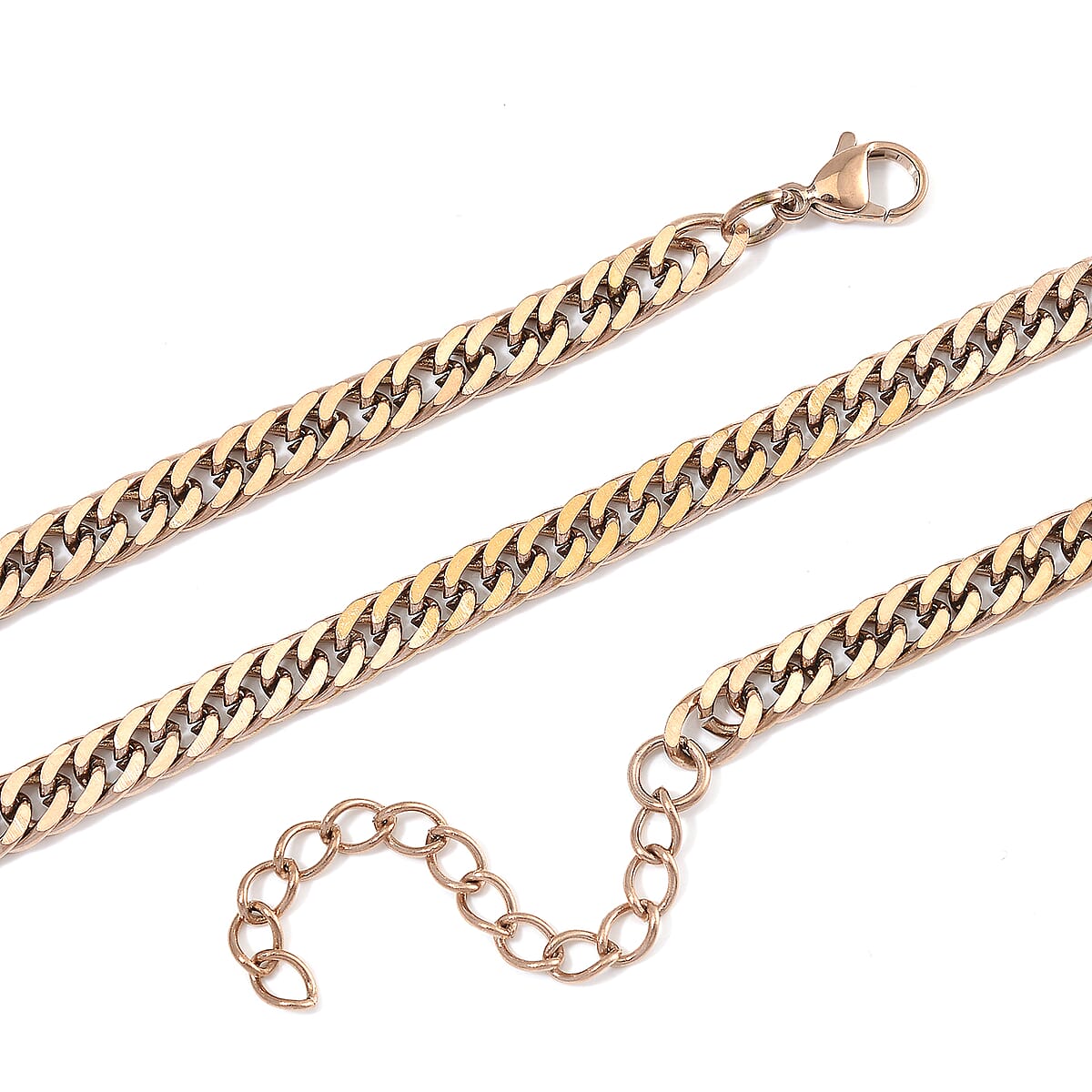 Curb Chain Bracelet (8-10In) and Necklace (24 Inches) in ION Plated RG Stainless Steel image number 3