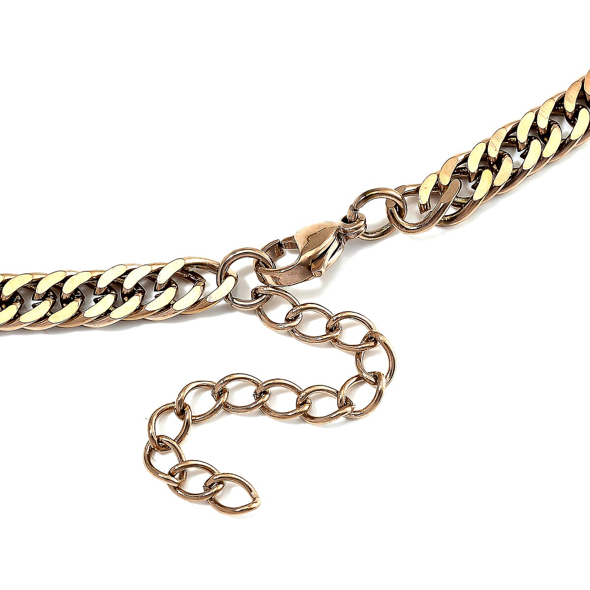 Curb Chain Bracelet (8-10In) and Necklace (24 Inches) in ION Plated RG Stainless Steel image number 4