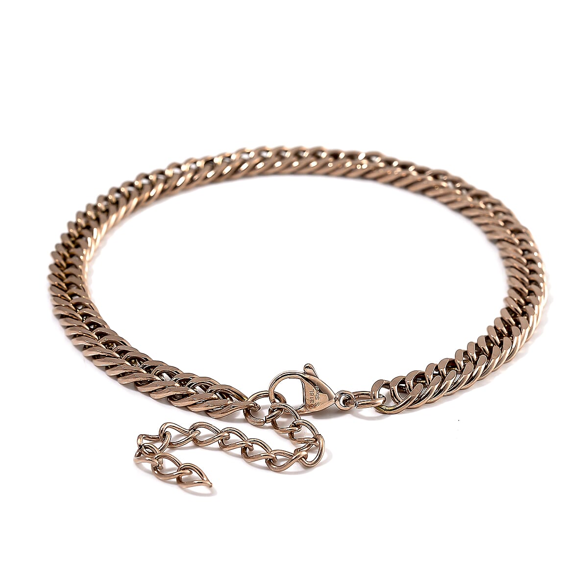 Curb Chain Bracelet (8-10In) and Necklace (24 Inches) in ION Plated RG Stainless Steel image number 6