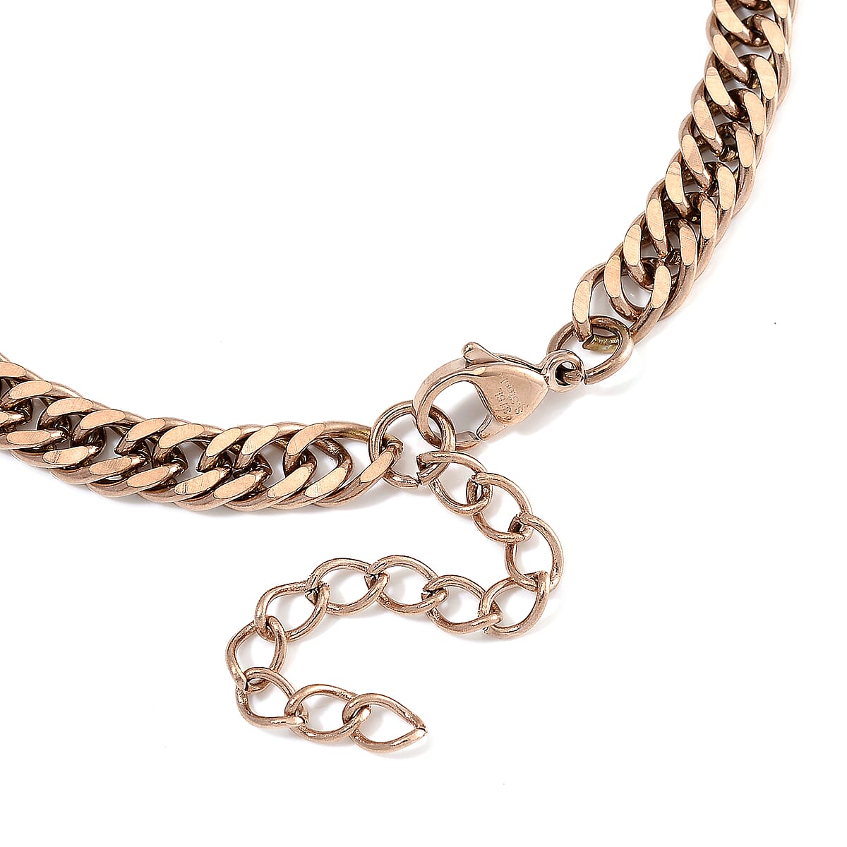 Curb Chain Bracelet (8-10In) and Necklace (24 Inches) in ION Plated RG Stainless Steel image number 7