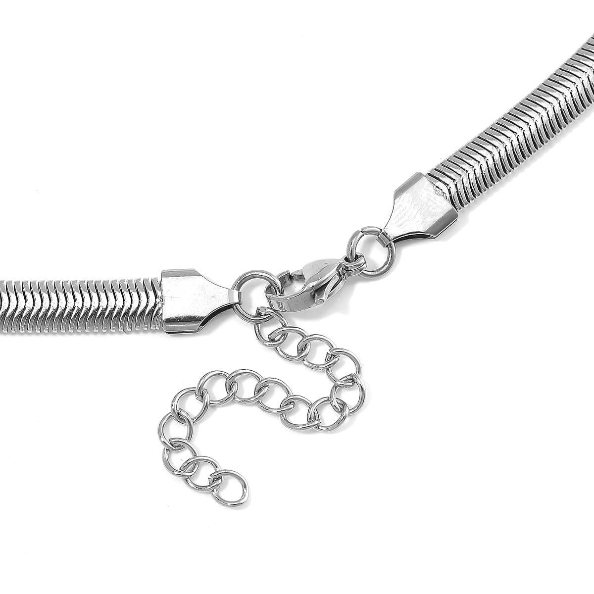 Herringbone Chain Bracelet (8-10In) and Necklace (24 Inches) in Stainless Steel image number 4
