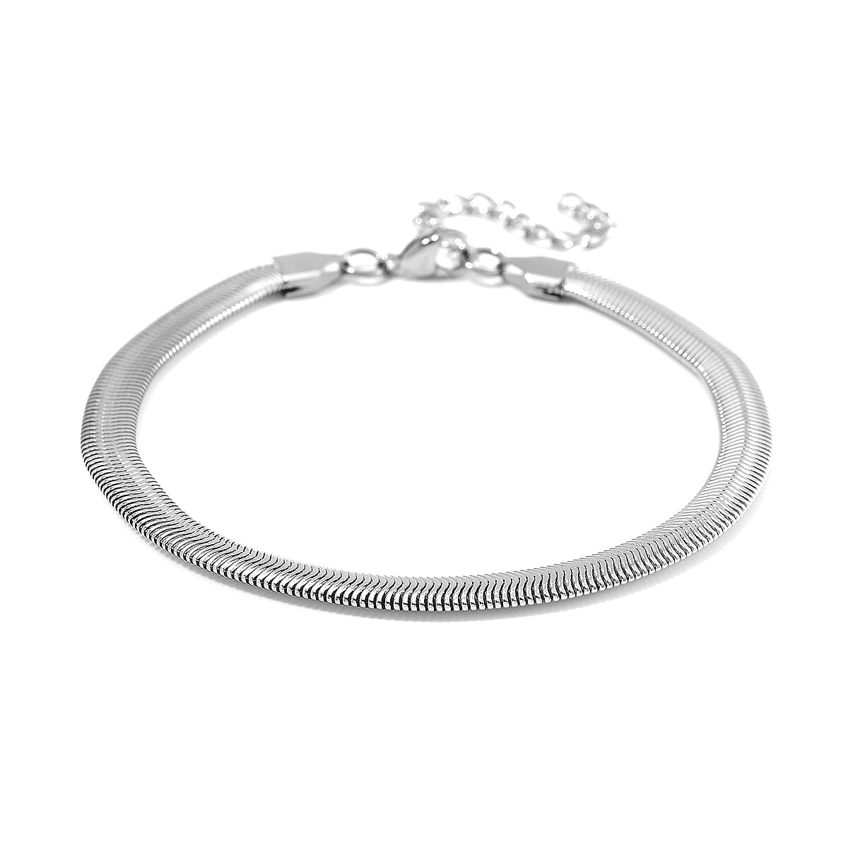 Herringbone Chain Bracelet (8-10In) and Necklace (24 Inches) in Stainless Steel image number 5