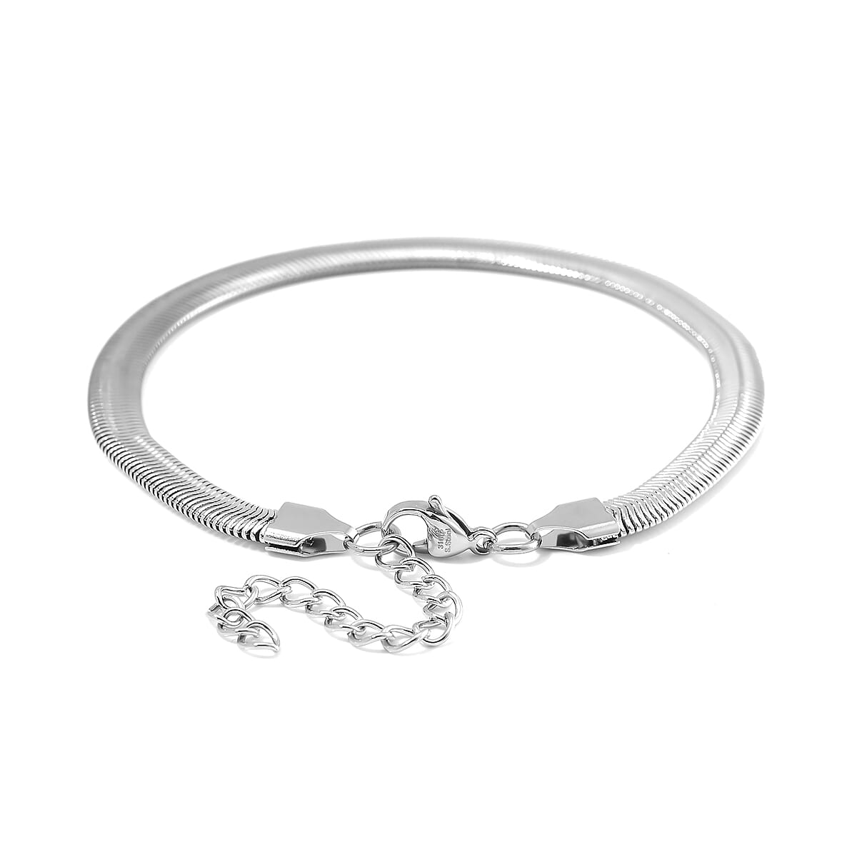 Herringbone Chain Bracelet (8-10In) and Necklace (24 Inches) in Stainless Steel image number 6