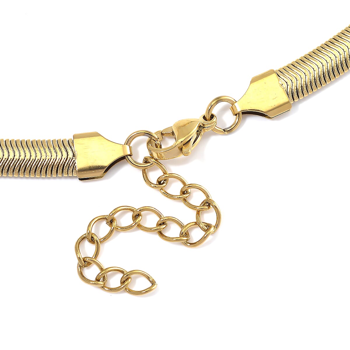 Herringbone Chain Bracelet (8-10In) and Necklace (24 Inches) in ION Plated YG Stainless Steel image number 4