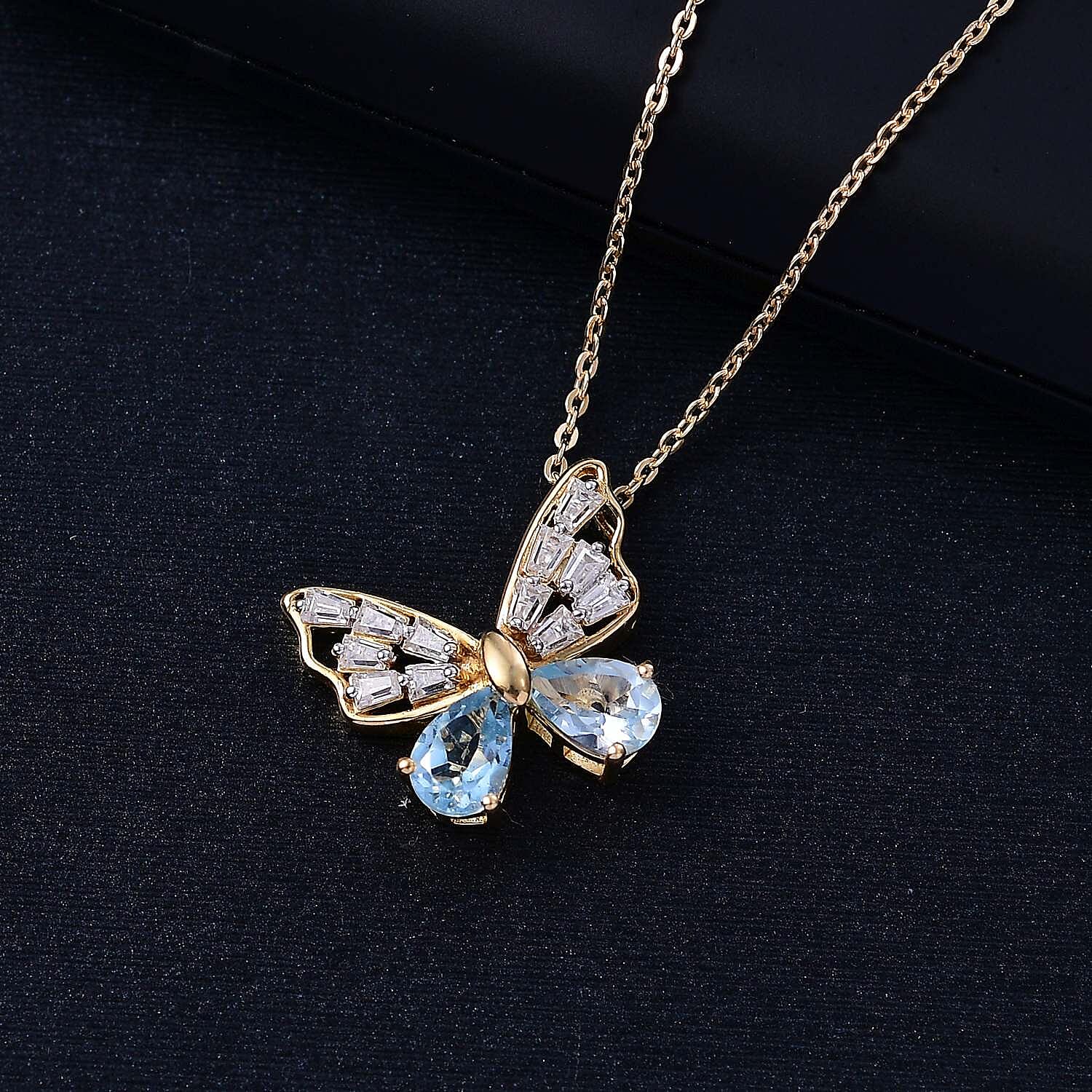 GP Trionfo Collection Sky Blue Topaz 1.77 ctw Pendant Necklace in 18K Vermeil YG Over Sterling Silver 20 Inches
