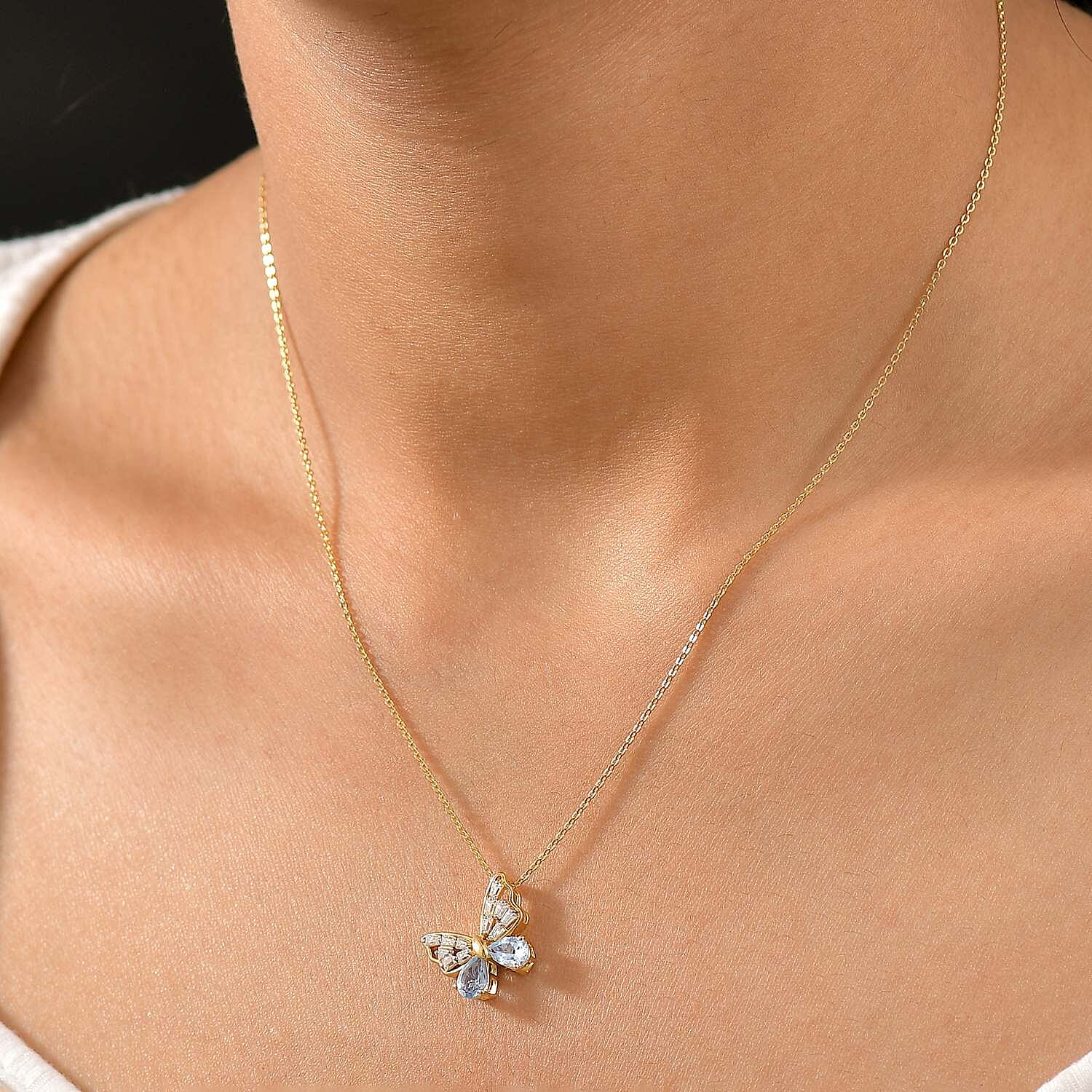 GP Trionfo Collection Sky Blue Topaz 1.77 ctw Pendant Necklace in 18K Vermeil YG Over Sterling Silver 20 Inches