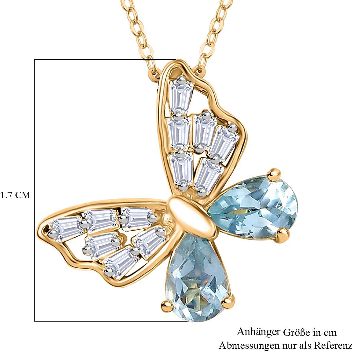GP Trionfo Collection Sky Blue Topaz 1.77 ctw Pendant Necklace in 18K Vermeil YG Over Sterling Silver 20 Inches