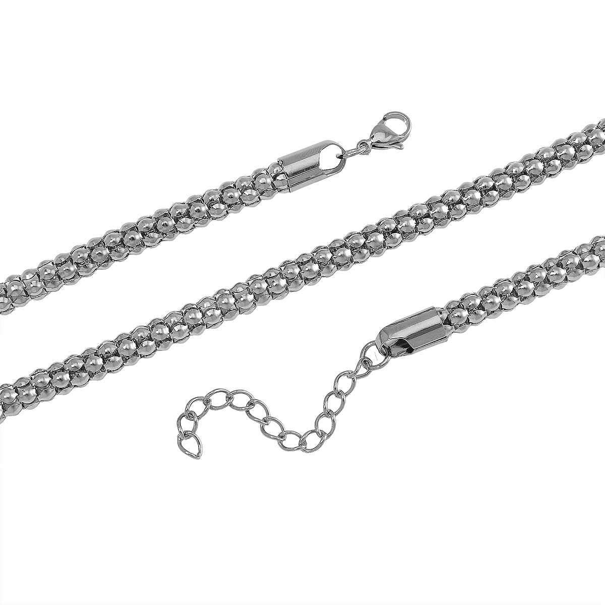 Popcorn Chain Bracelet (8-10In) and Necklace (24 Inches) in Stainless Steel image number 3