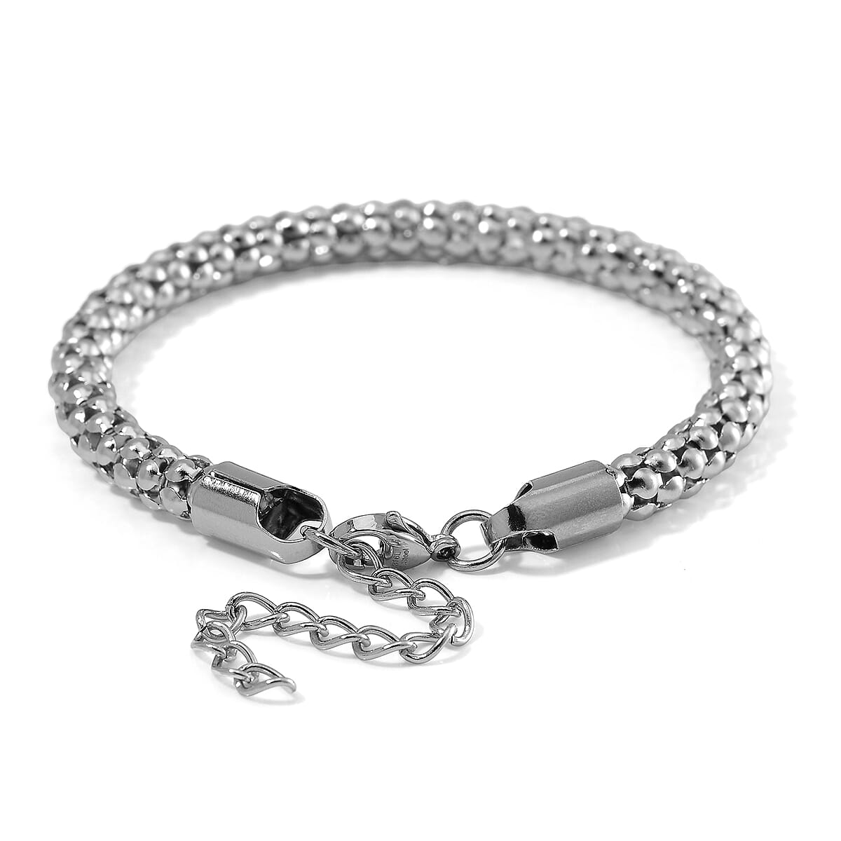 Popcorn Chain Bracelet (8-10In) and Necklace (24 Inches) in Stainless Steel image number 6