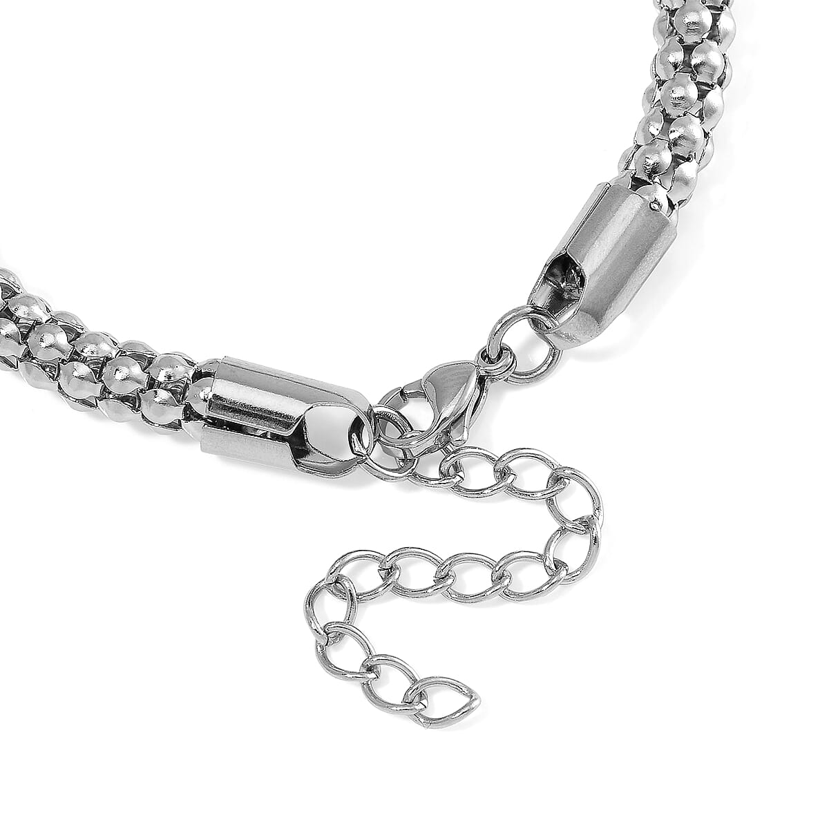 Popcorn Chain Bracelet (8-10In) and Necklace (24 Inches) in Stainless Steel image number 7