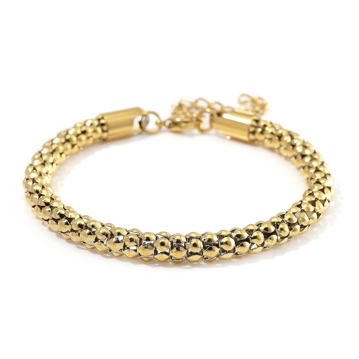 Popcorn Chain Bracelet (8-10In) and Necklace (24 Inches) in ION Plated YG Stainless Steel image number 5