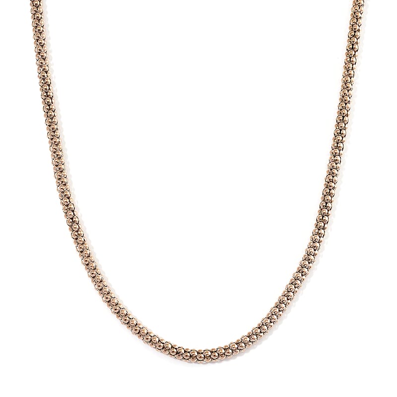 Popcorn Chain Bracelet (8-10In) and Necklace (24 Inches) in ION Plated RG Stainless Steel