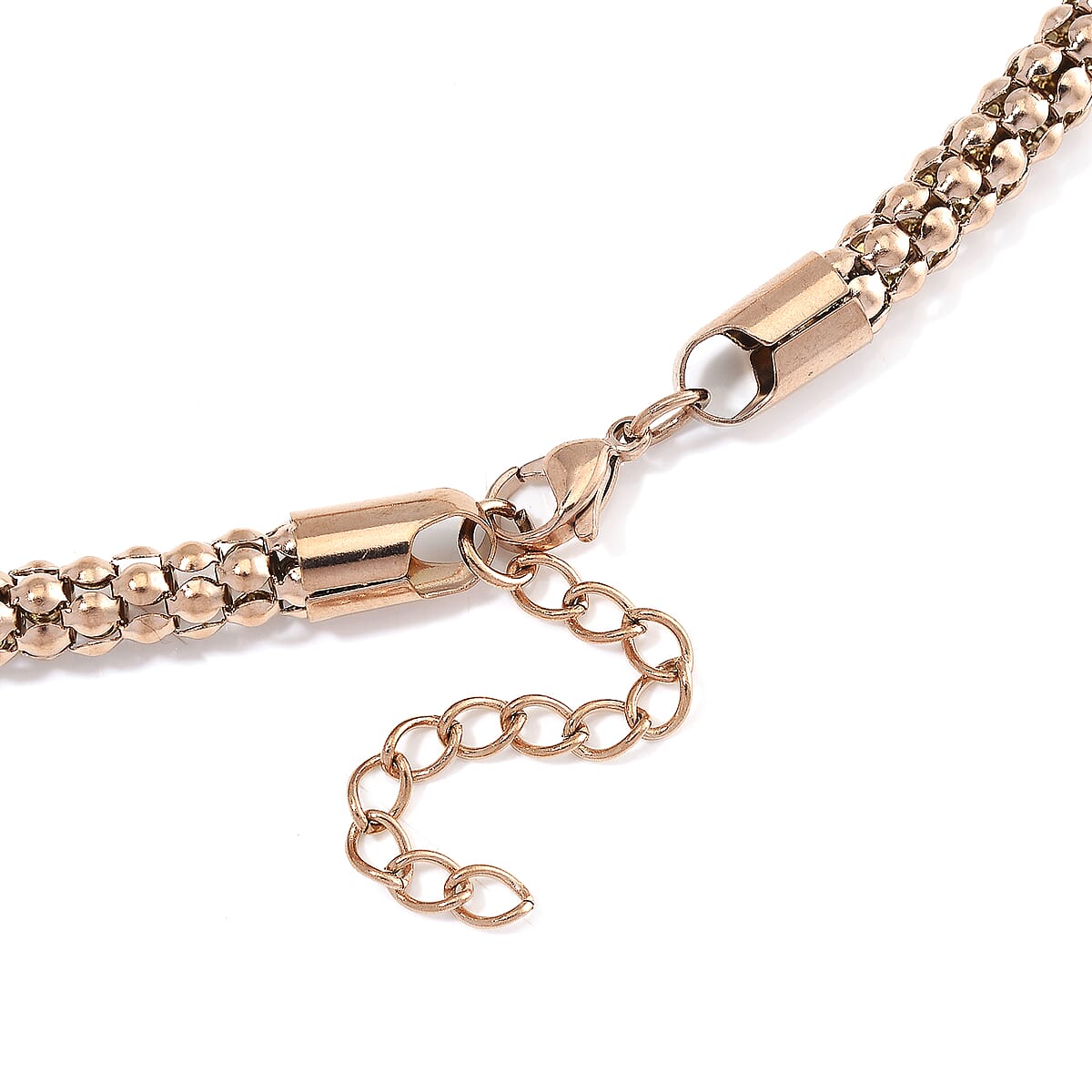 Popcorn Chain Bracelet (8-10In) and Necklace (24 Inches) in ION Plated RG Stainless Steel image number 4