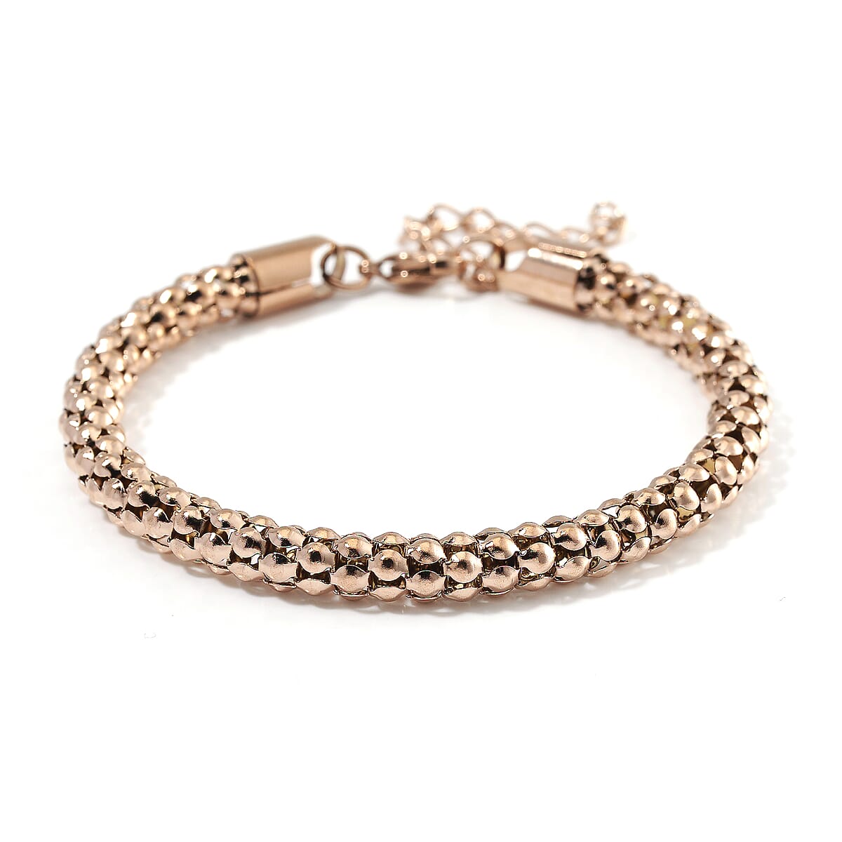Popcorn Chain Bracelet (8-10In) and Necklace (24 Inches) in ION Plated RG Stainless Steel image number 5