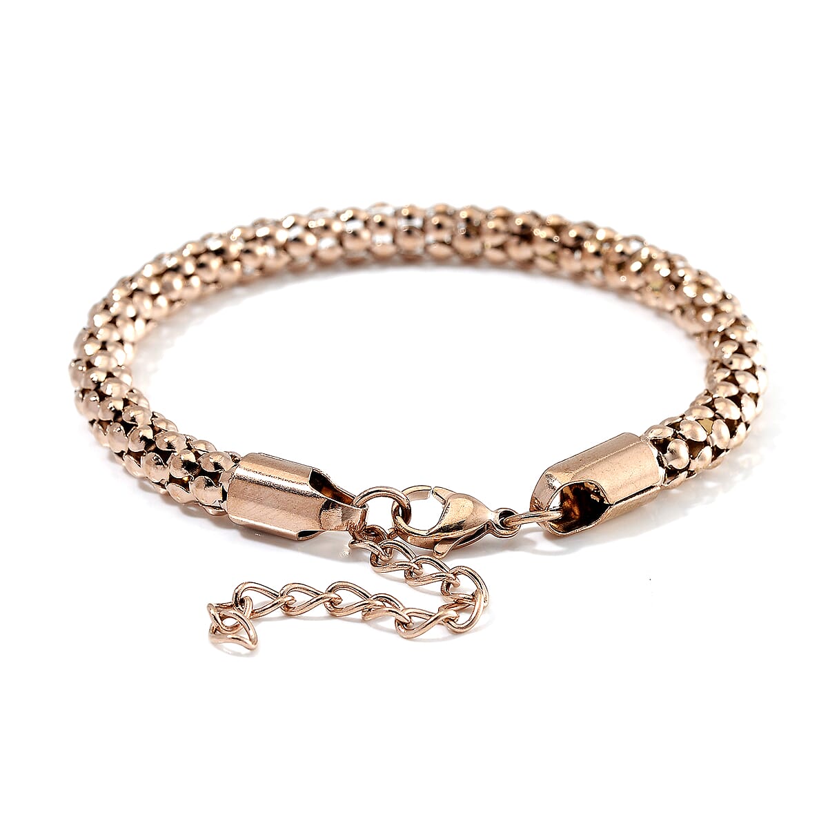 Popcorn Chain Bracelet (8-10In) and Necklace (24 Inches) in ION Plated RG Stainless Steel image number 6