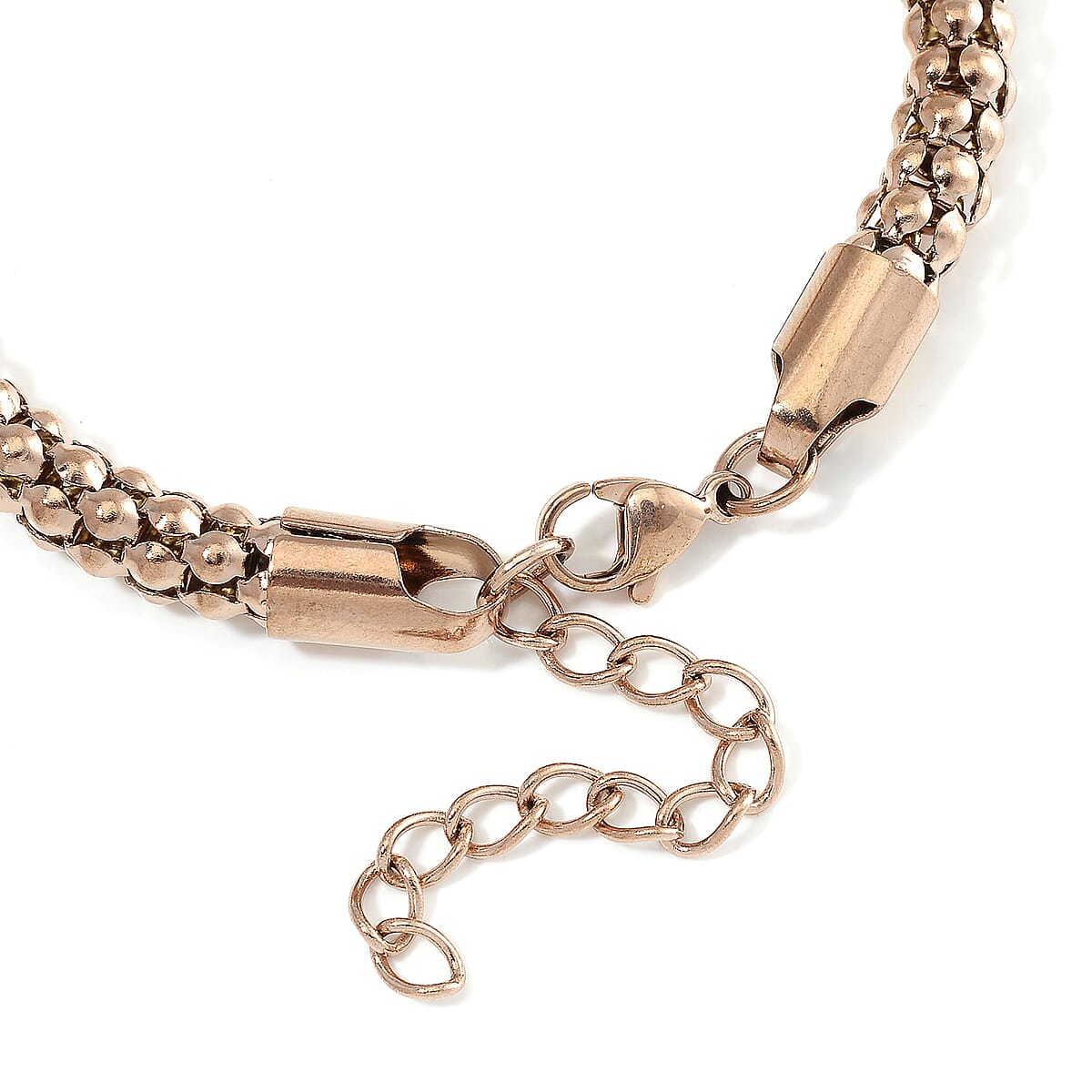 Popcorn Chain Bracelet (8-10In) and Necklace (24 Inches) in ION Plated RG Stainless Steel image number 7