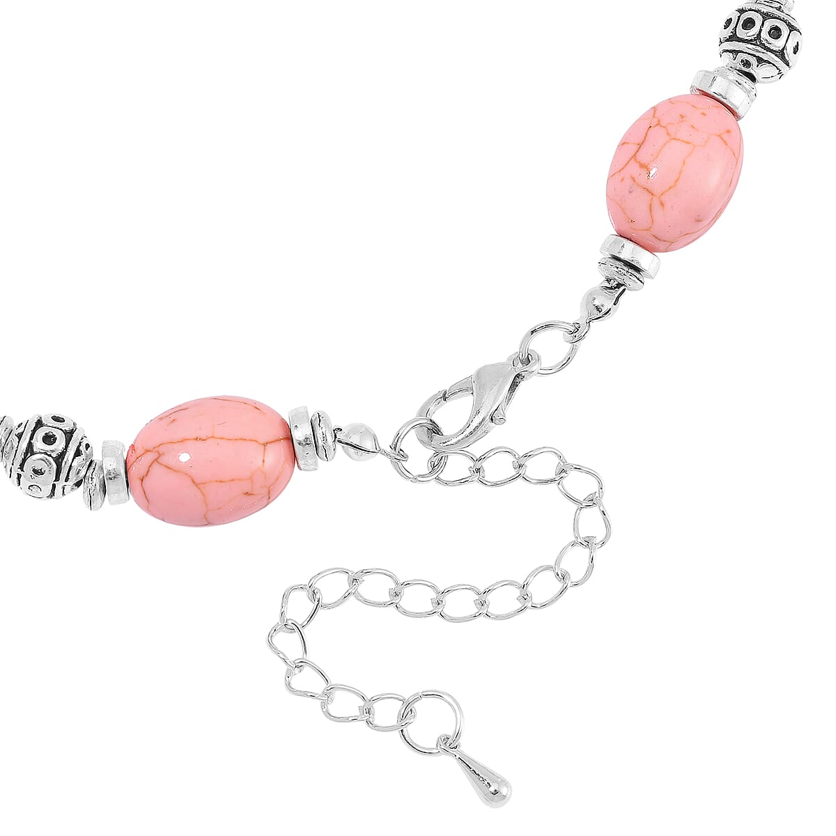 Constituted Almandine 200.00 ctw Necklace 18-20 Inches and Earrings in Silvertone and Stainless Steel image number 3