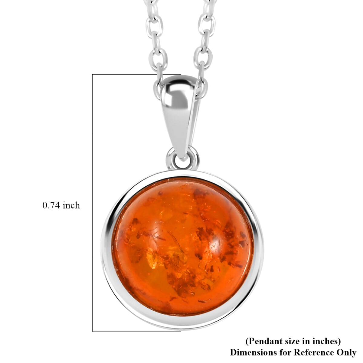 Blatic Amber Round Pendant Necklace in Sterling Silver 16 Inches image number 5