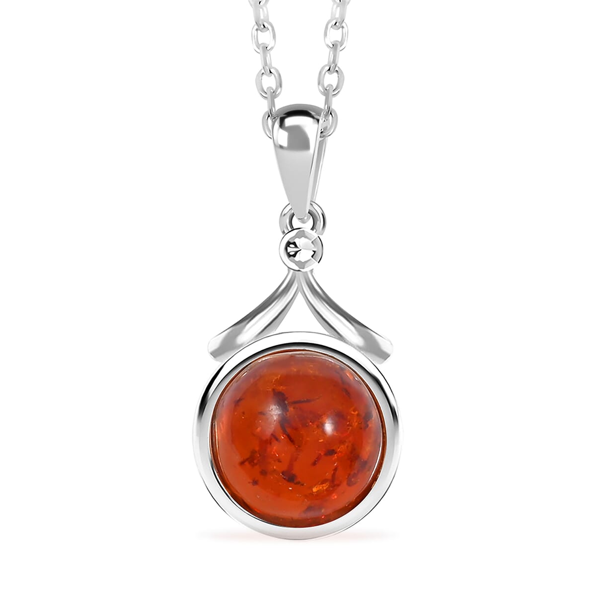 Baltic Amber Pendant Necklace in Sterling Silver 16 Inches image number 0